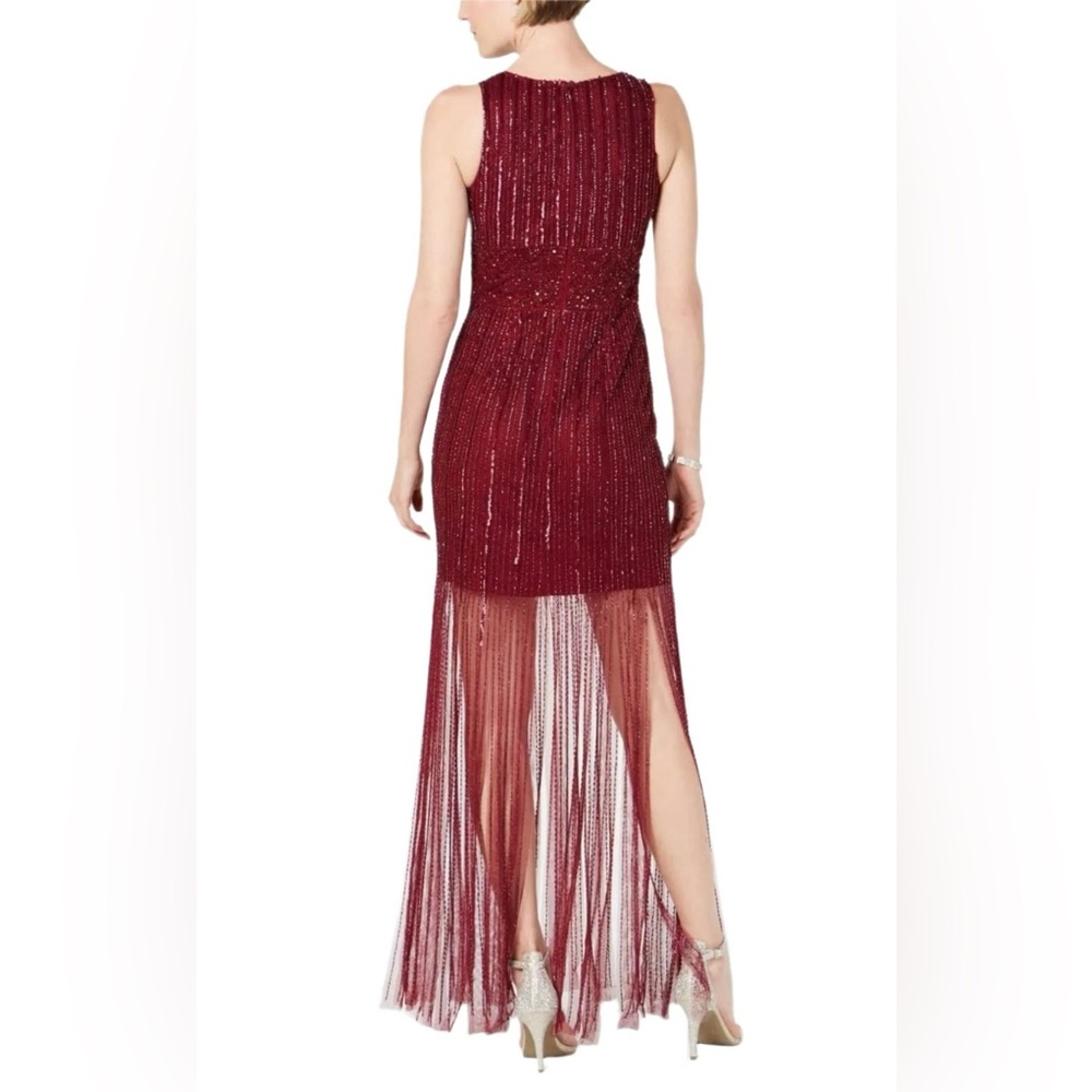 Adrianna Papell Wine Beaded Long Dress - Picture 3 of 3